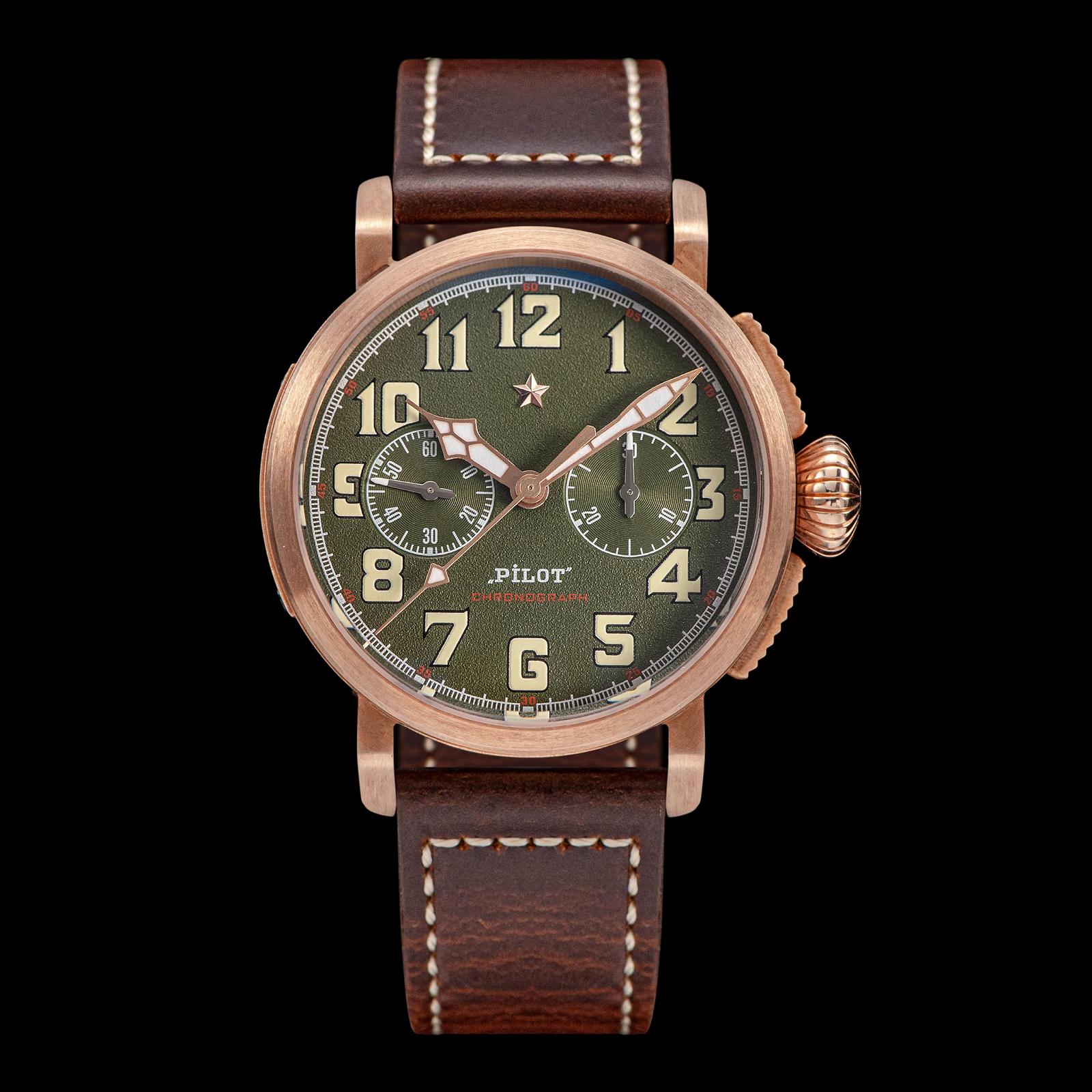 Чоловічий годинник Seagull 1963 S409.02 з механізмом Pilot Master ST1901 з сапфіровим склом, бронза, браслет, фото №2