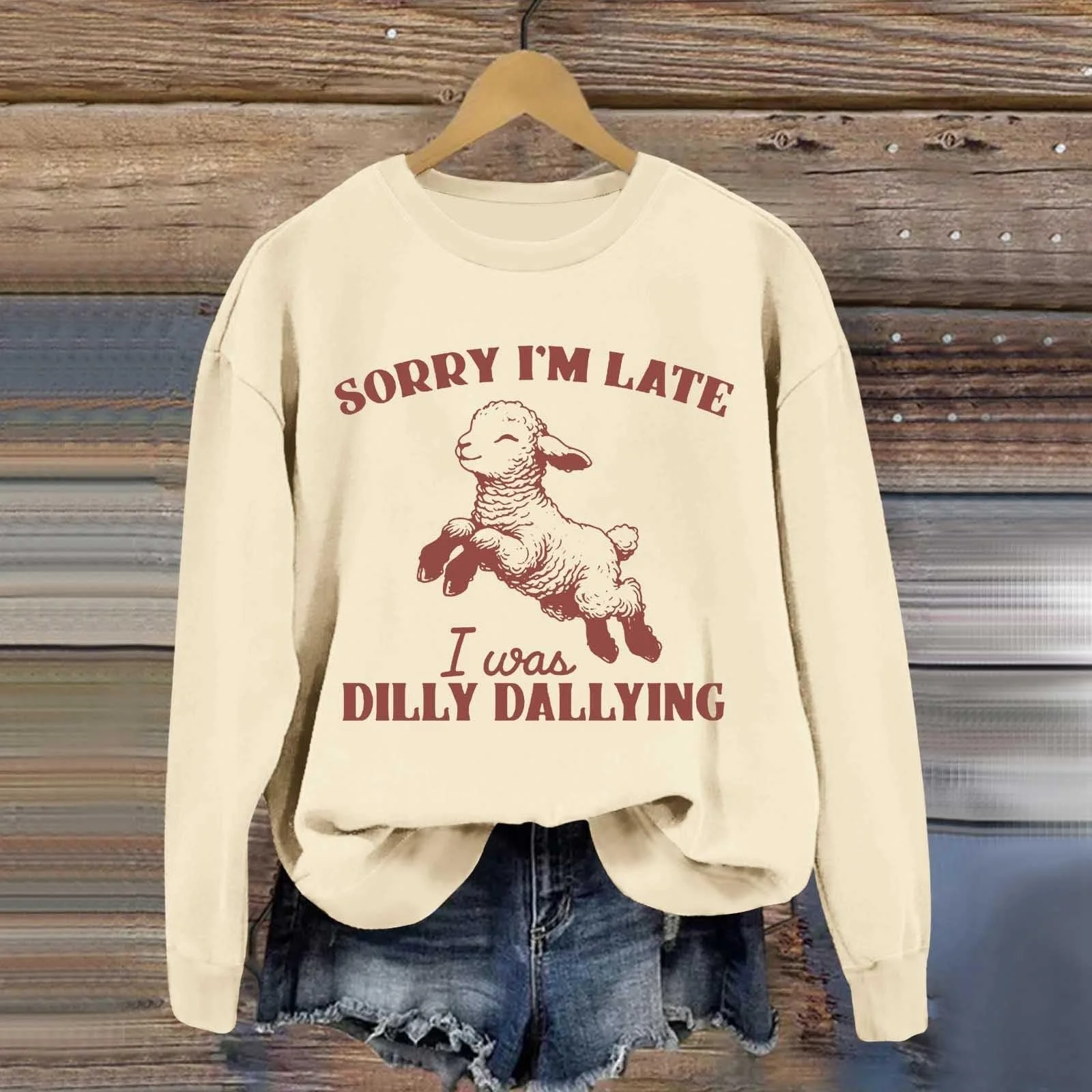 Женский свитшот с длинными рукавами, повседневный, с круглым вырезом, с принтом, красный, фото №4