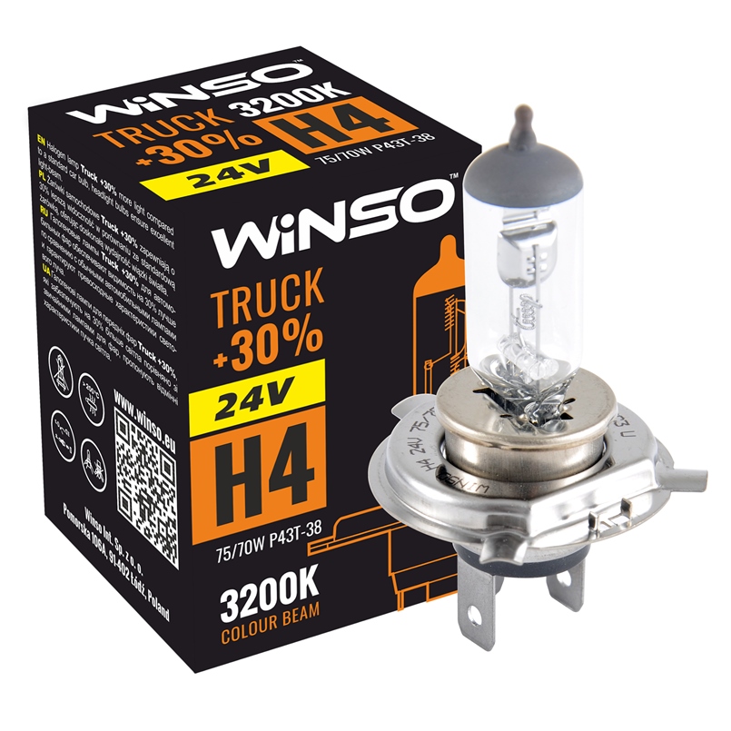 Галогеновая лампа Winso H4 24V 75/70W P43t-38 TRUCK 30, фото №1