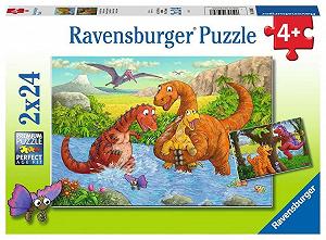 Купить Детский пазл Ravensburger 05030 Playing Dinosaurs 2 x 24 детали - Фото 1 Детский пазл Ravensburger 05030 Playing Dinosaurs 2 x 24 детали - Фото 1