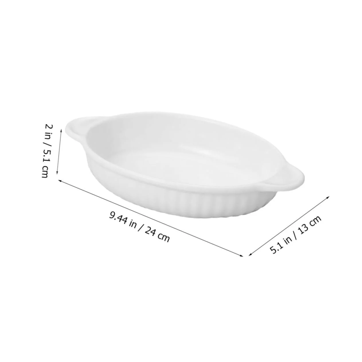 Форма для запекания Lurrose керамическая овальная с двойными ручками Белый фарфор, фото №3