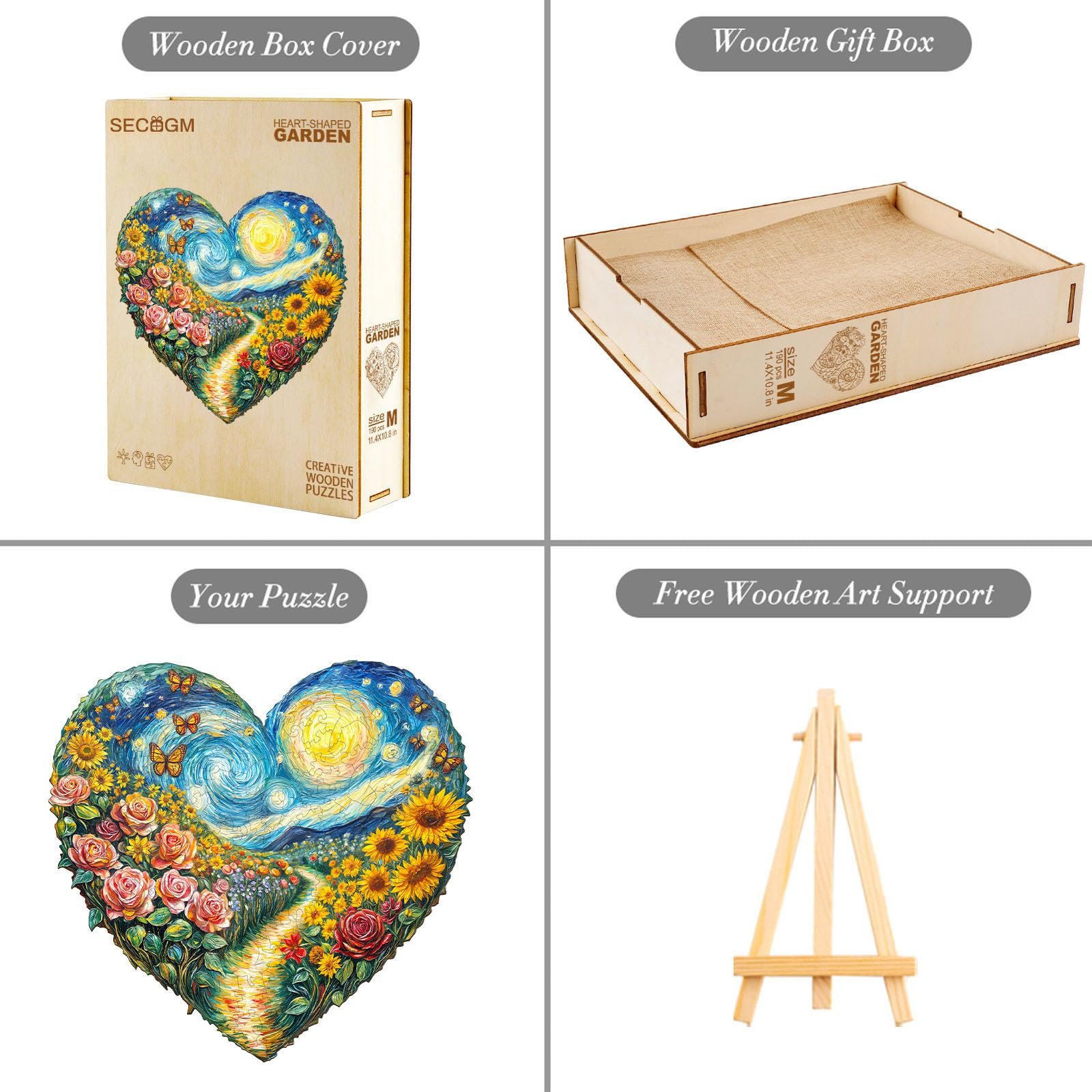 Дерев'яний пазл SECOGM Heart-Shaped Garden 100 деталей 21,5 x 21,5 см, фото №7 Дерев'яний пазл SECOGM Heart-Shaped Garden 100 деталей 21,5 x 21,5 см, фото №7
