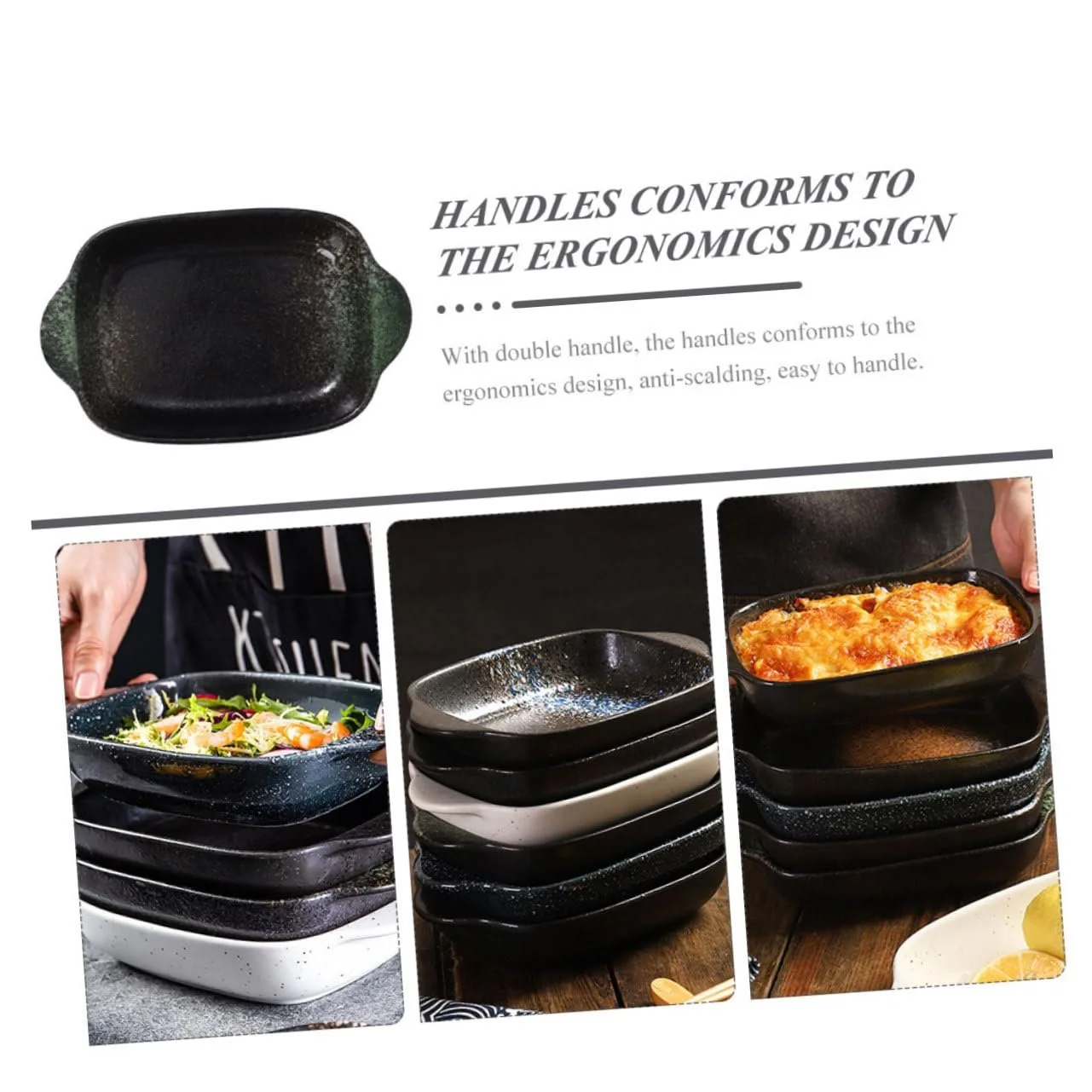 Форма для выпечки Gatuida Керамическая с двойной ручкой термостойкая эргономичная для посудомоечной машины, фото №9