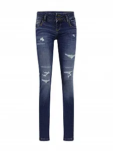 Джинси LTB Zena Slim Бавовняна суміш Slim Denim Темні на блискавці Низька посадка - Блакитний - Фото 1