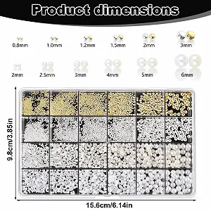 Бусины для ногтей Flatback Beads 1 Box Gold Silver White Beige Rhinestones DIY Nail Art Decor synthetic.ua - Фото 1