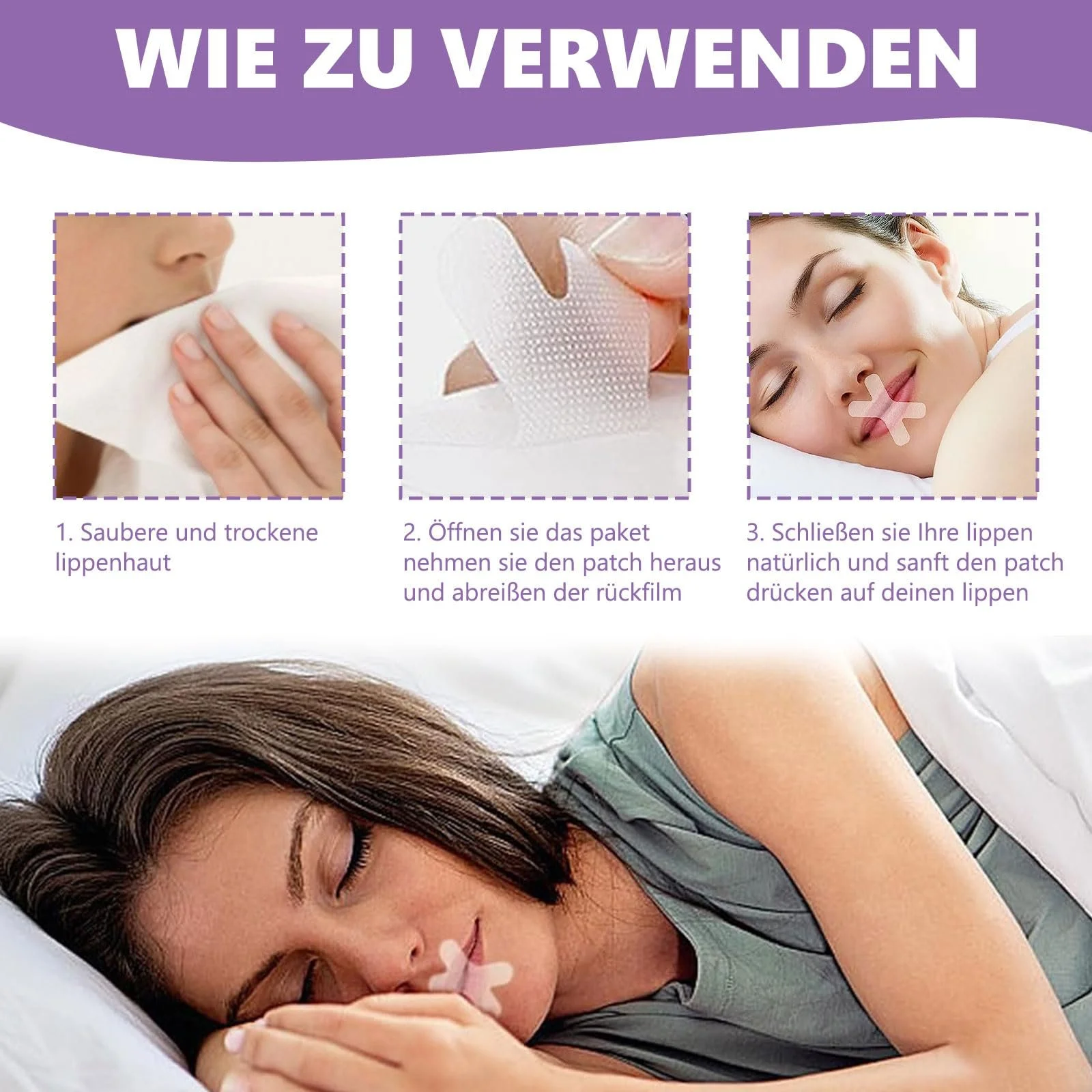 Пластирі для рота для сну, 120 шт., Преміум класу, Проти хропіння, для дихання носом, фото №3