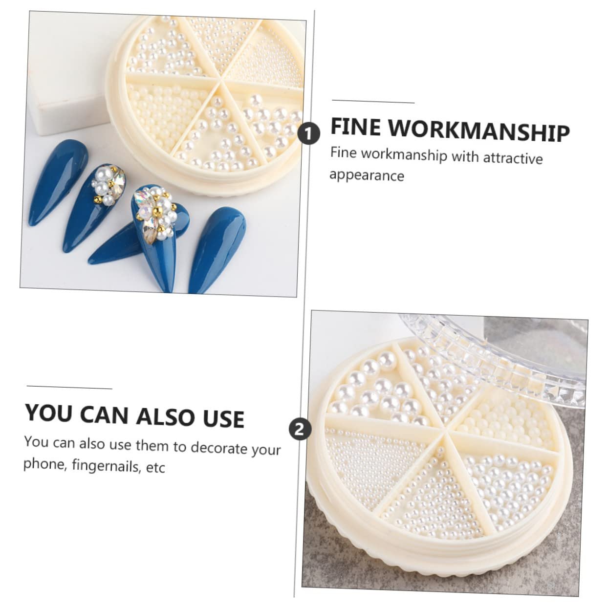 Перлини для манікюру WOONEKY для декорування нігтів, фото №5