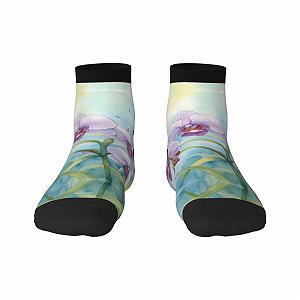 Носки Цветок Орхидея Бабочка Мягкие Нежные Модные Удобные На все сезоны One Size, Орхидея - Фото 1