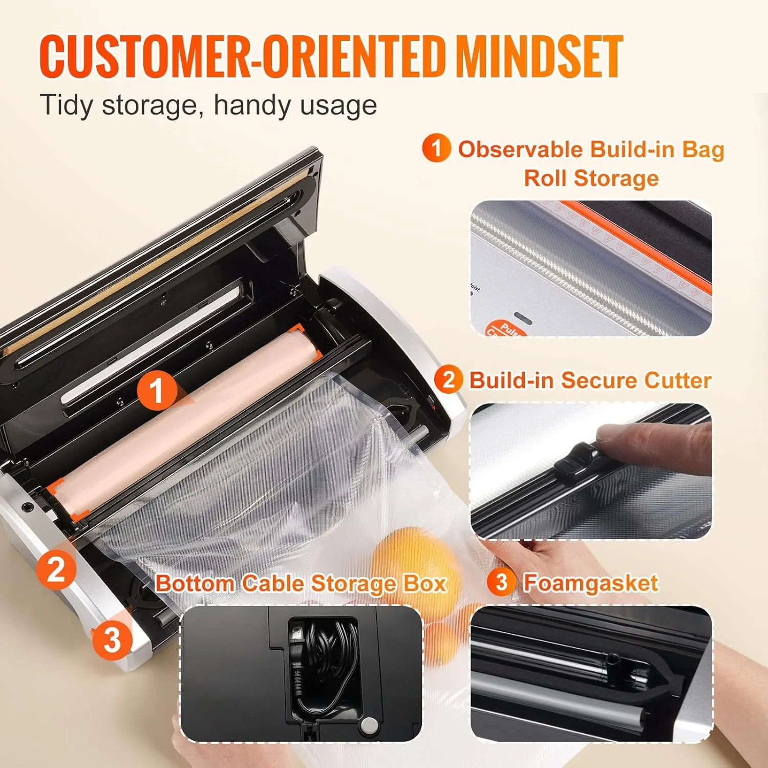 Вакуумний пакувальник Vevor VS5500 Чорний, фото №5