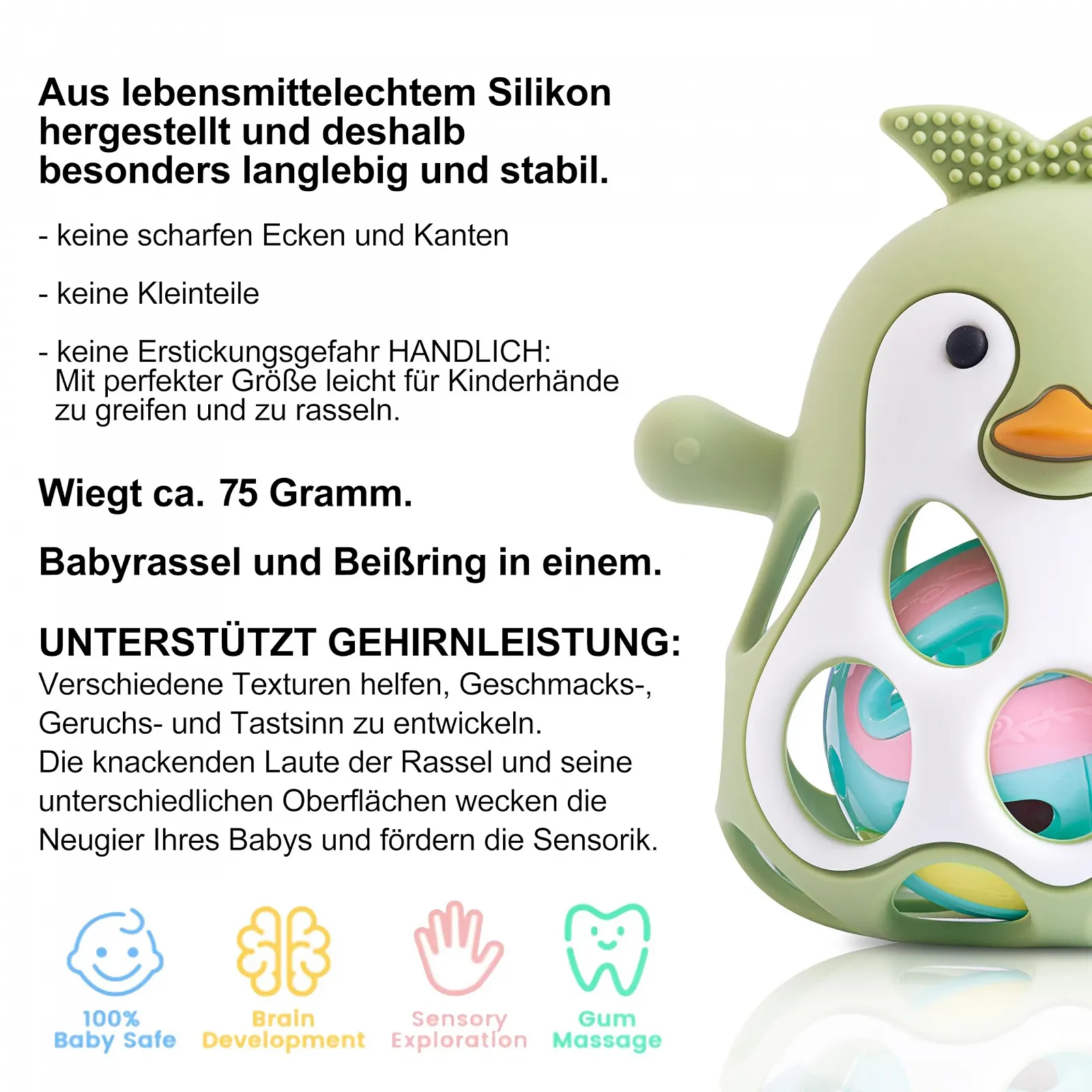 Погремушка-прорезыватель Farout Пингвин, игрушка для развития моторики Oball, розовый, фото №4 Погремушка-прорезыватель Farout Пингвин, игрушка для развития моторики Oball, розовый, фото №4