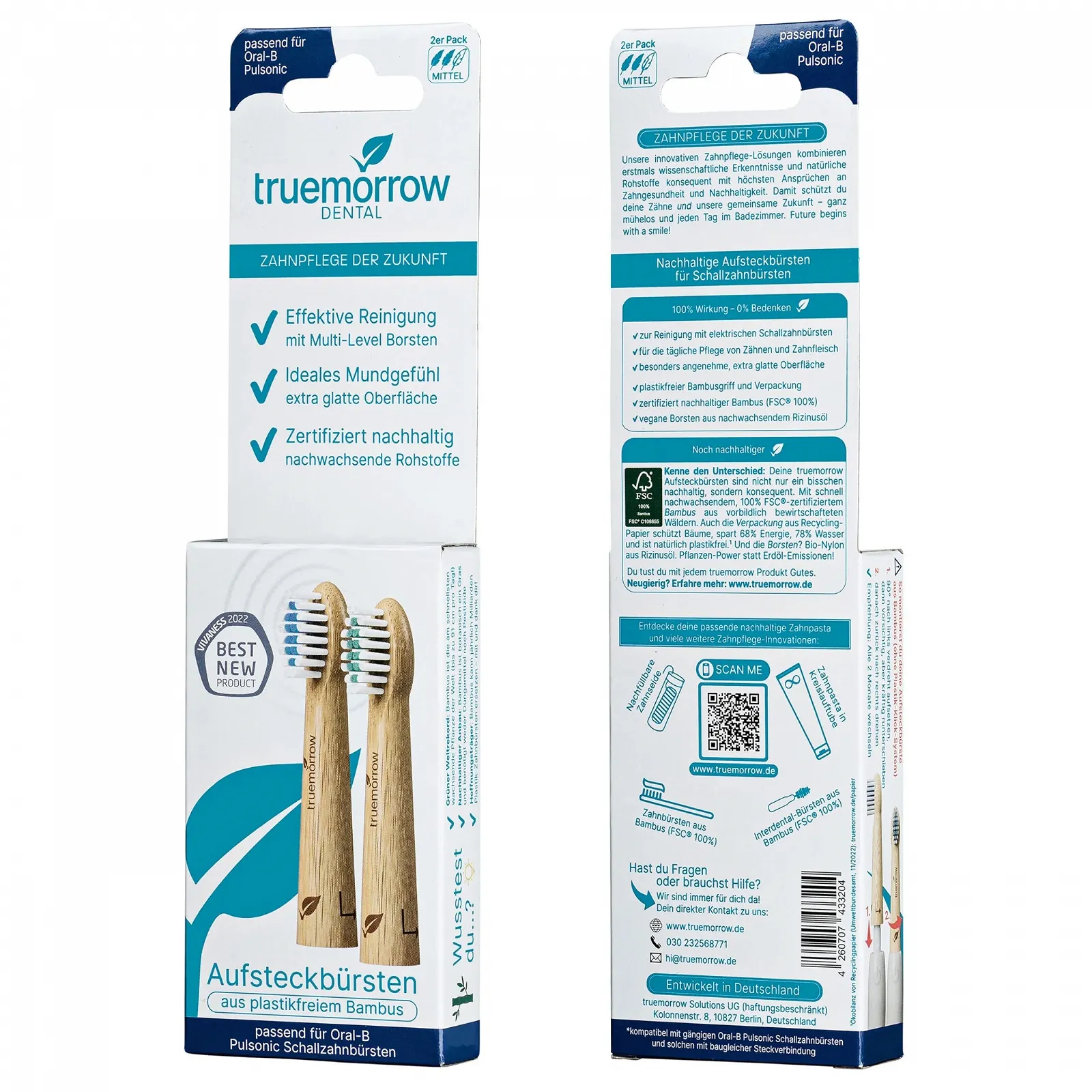 Сменные бамбуковые насадки truemorrow для Oral-B Pulsonic 8 шт., фото №8