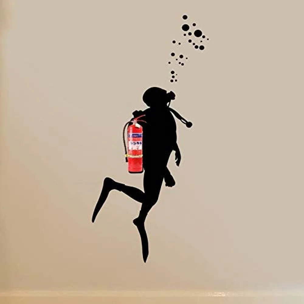 Наклейка на стіну Fire Scuba Diver вінілова 103 x 42 см, фото №2
