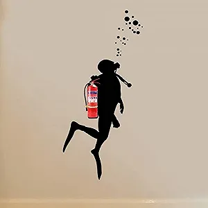 Наклейка на стіну Fire Scuba Diver вінілова 103 x 42 см synthetic.ua - Фото 1