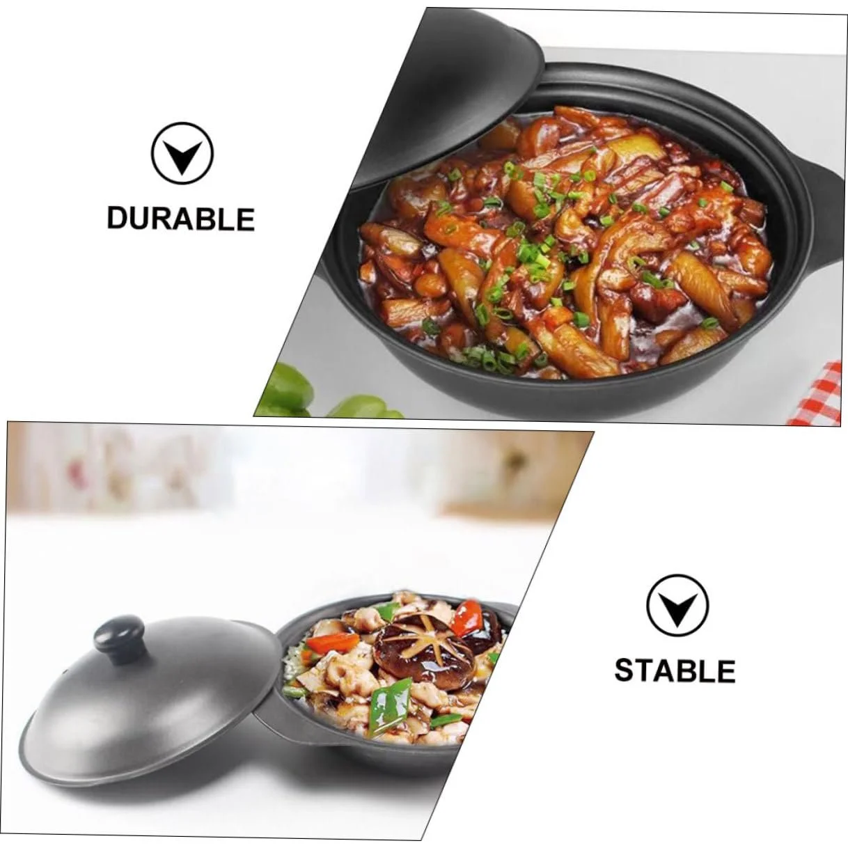 Кастрюля-жаровня VALICLUD Чугунная с крышкой Черная, фото №5