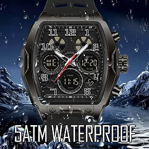 Часы спортивные цифровые мужские Findtime Большой циферблат Водонепроницаемые светодиодная подсветка Будильник Секундомер Уникальный дизайн двойной synthetic.ua - Фото 1