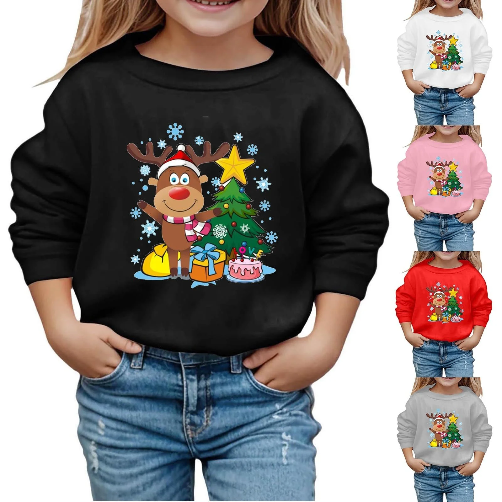 Рождественский свитер для девочки, размер 98-146, свитшот с длинными рукавами, круглый вырез, с принтом букв, фото №5