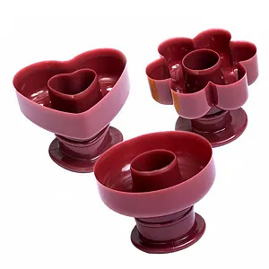 Набор форм для пончиков 3 штуки пластик PP сердце цветок и круглые - Фото 1