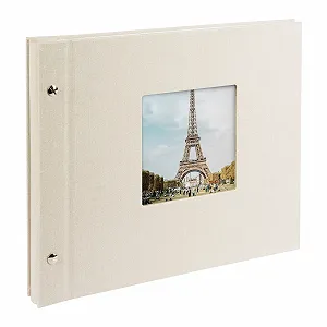 Фотоальбом на винтах Goldbuch Bella Vista С вырезом для фотографий 39 x 31 см, 40 страниц с защитными разделителями Расширяемый Лен, Серый, 28, Песочно-серый, 30 x 25 см - Фото 1