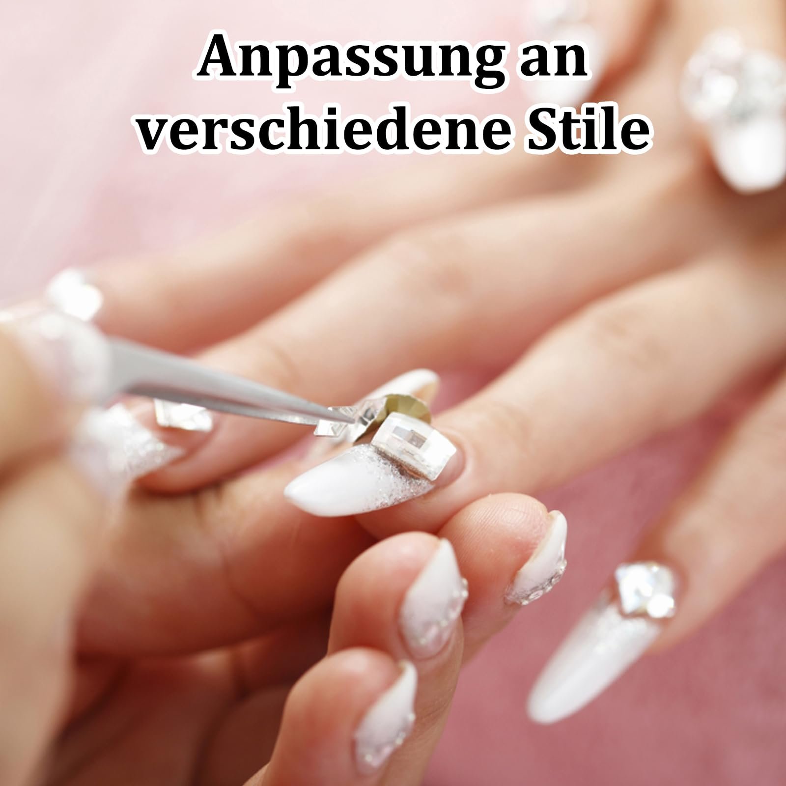 Украшения для ногтей, набор из 5 предметов со стразами и бусинами для дизайна ногтей, DIY поделок и модных аксессуаров, включает 2 коробки разных размеров и цветов, фото №5