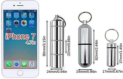 Контейнер для таблеток алюмінієвий, водонепроникний з брелоком (3 розміри), фото №6