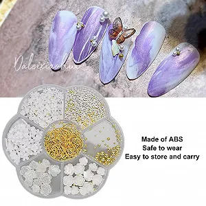 Набор для 3D украшения ногтей, 2 коробки, цветы, жемчуг, стразы золото/серебро для DIY украшения чехлов для телефонов synthetic.ua - Фото 1