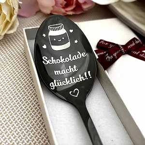 Ложка Десертна з гравіюванням для любителів шоколаду Індивідуальне гравіювання на шоколадній ложці - Фото 1