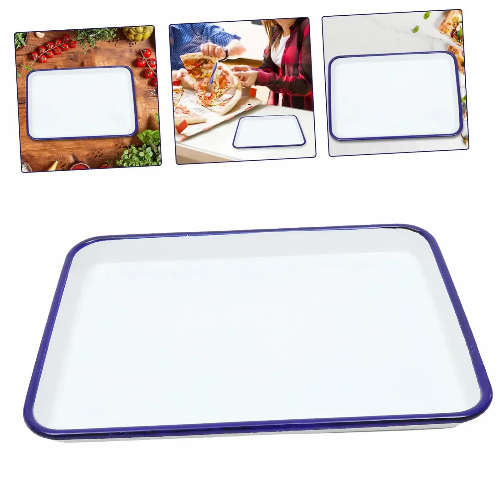 Эмалированная форма для запекания прямоугольная термостойкая Белая, фото №6