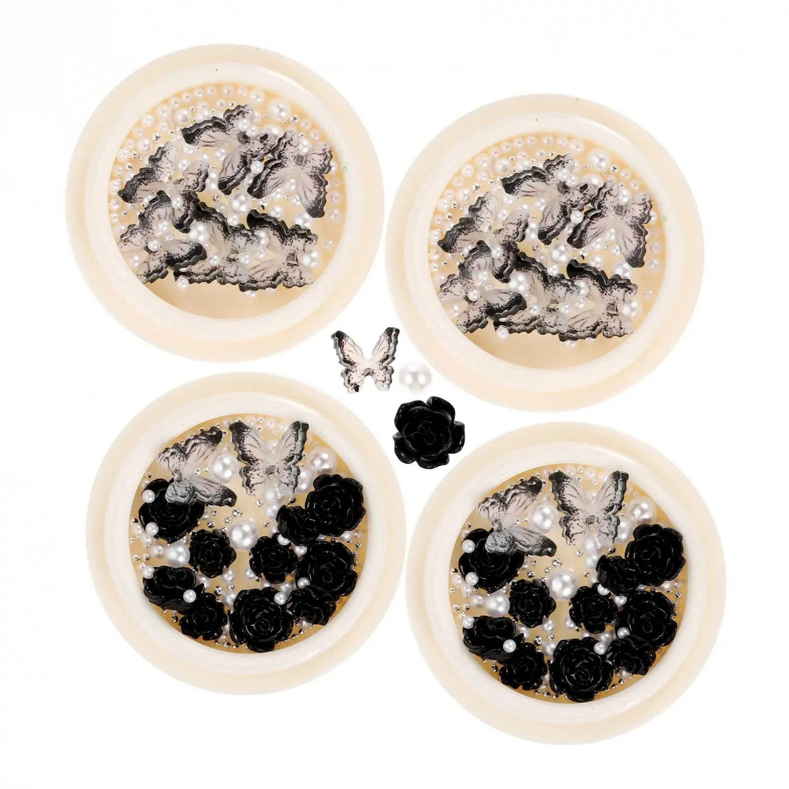 Украшения для ногтей Healvian Бриллианты Черная отделка Жемчуг Аксессуары Ювелирные изделия DIY Маникюр DIY Розы Стальной шар Декор Стразы Смола, фото №8