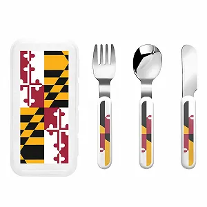 Набір дитячих столових приборів з трьох предметів з принтом прапора штату Меріленд - Фото 1