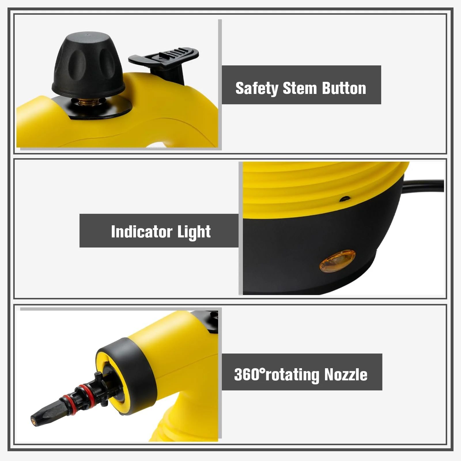 Пароочисник ручний FANTASK 1050 W 3 Bar 350 ml Yellow 9 аксесуарів, фото №7 Пароочисник ручний FANTASK 1050 W 3 Bar 350 ml Yellow 9 аксесуарів, фото №7