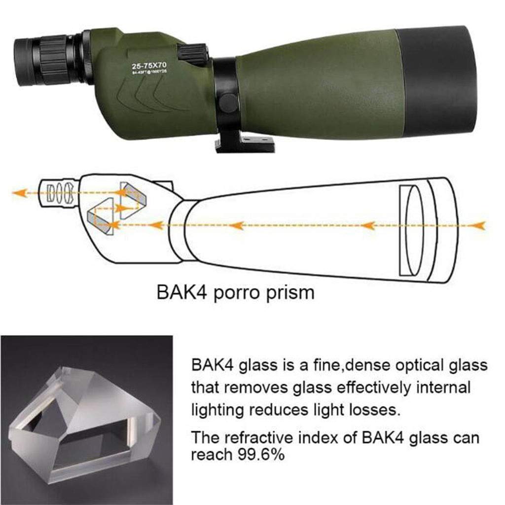 Телескоп SV17 25-75x70 Zoom Spotting Scope Prism FMC Lens Coating Монокуляр Водонепроницаемый Оптика бурый, фото №3