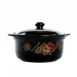 Купити Каструля керамічна для тушкування, для відкритого вогню, високотемпературна, для приготування бульйонів, 2400 мл, чорна - Фото 1 Каструля керамічна для тушкування, для відкритого вогню, високотемпературна, для приготування бульйонів, 2400 мл, чорна - Фото 1
