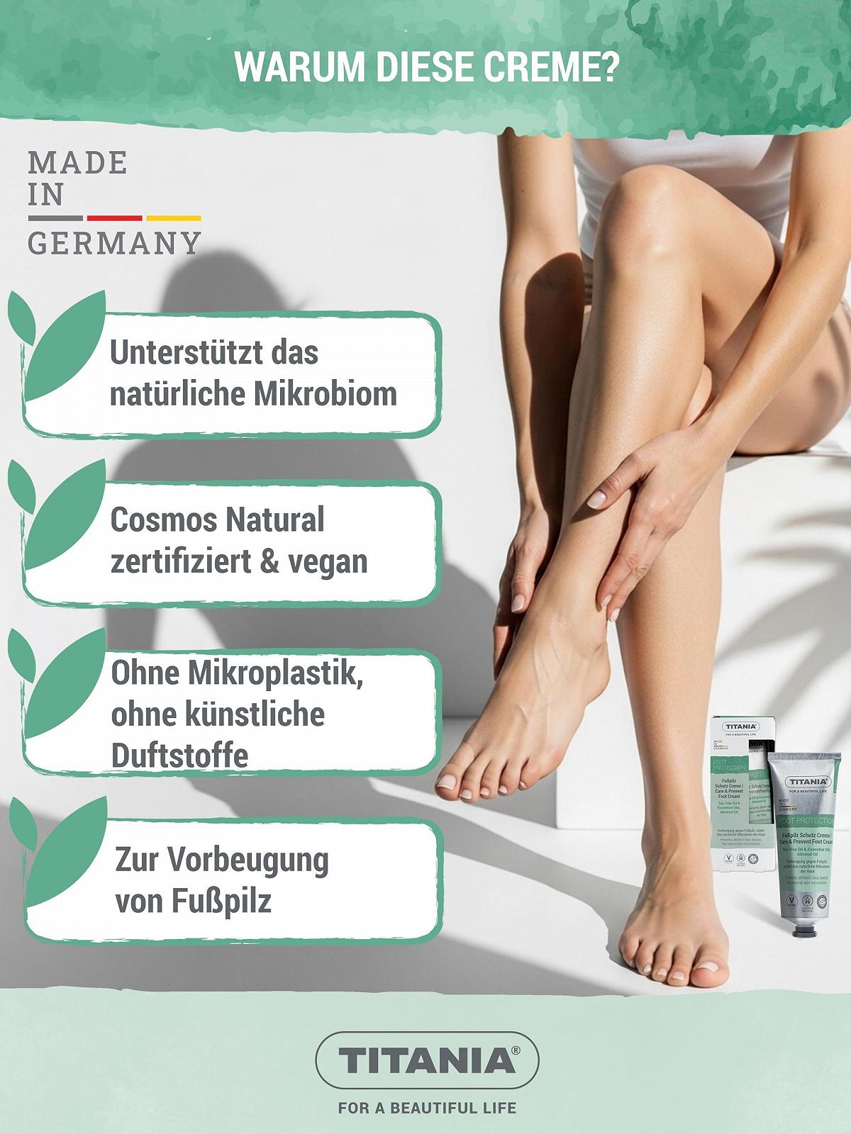 Захисний крем проти грибка стопи TITANIA з олією чайного дерева, розмарином та мигдальною олією, 75 мл, фото №6