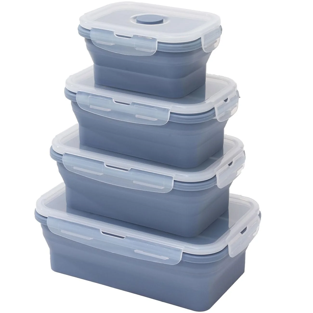 Набір силіконових контейнерів для їжі ideoon 4 шт. складні BPA-Free, фото №1