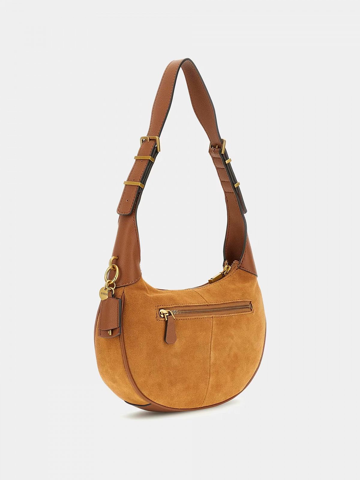 Жіноча сумка GUESS Malva Suede Hobo Cognac, фото №4