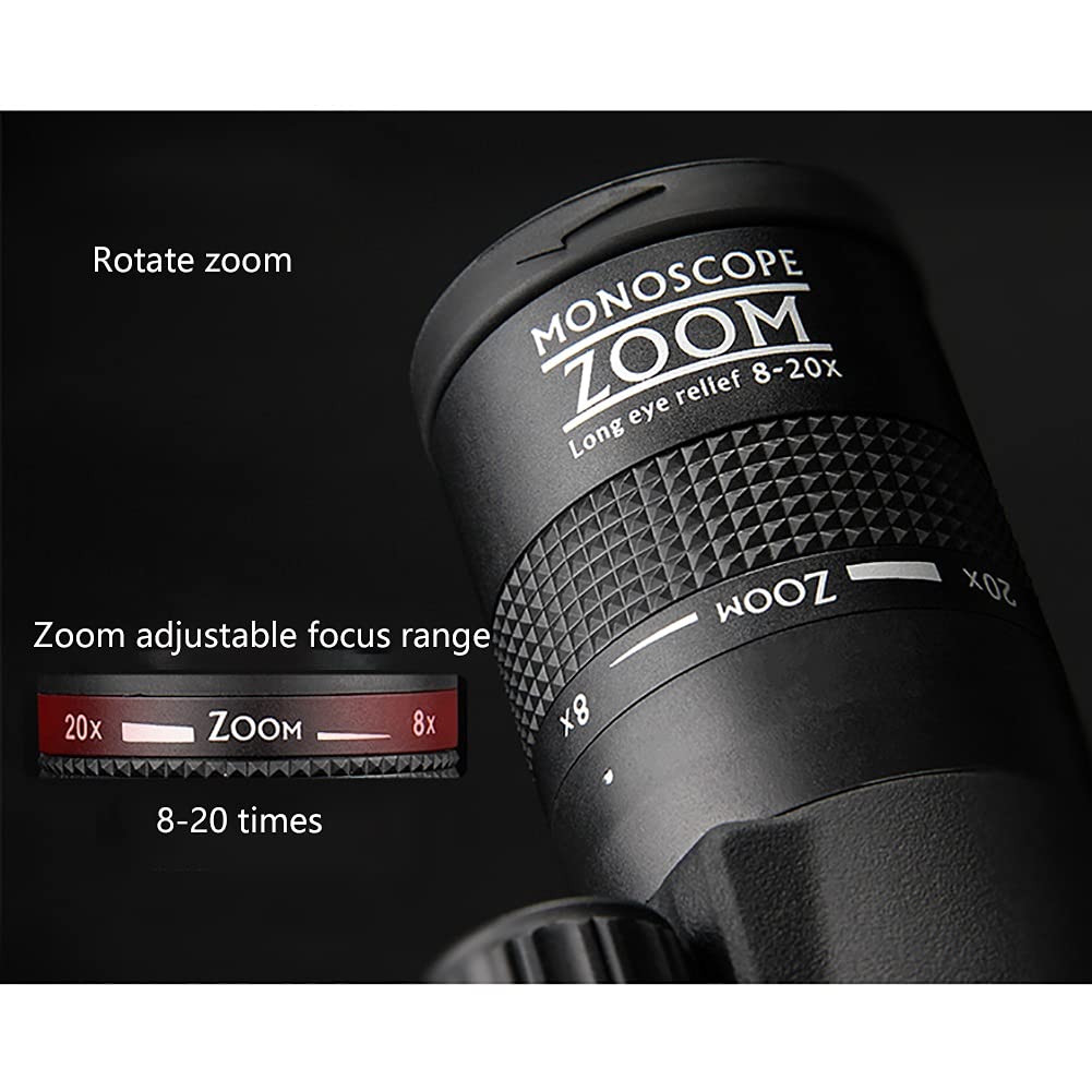 Монокуляр Vogelbeobachtung 8-20x50 HD з призмою та тримачем для смартфона чорний, фото №4