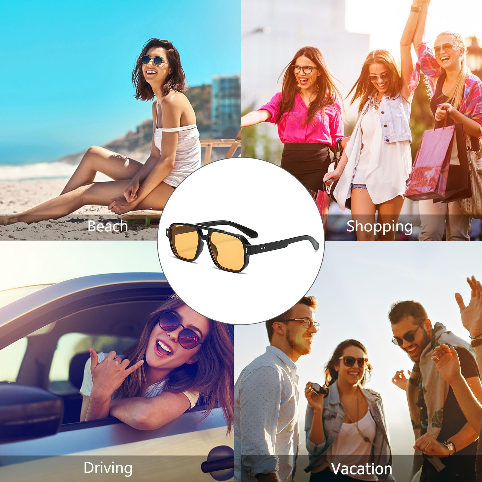 Сонцезахисні окуляри Авіатор YAMEIZE Ретро Прямокутні з подвійним мостом, фото №7