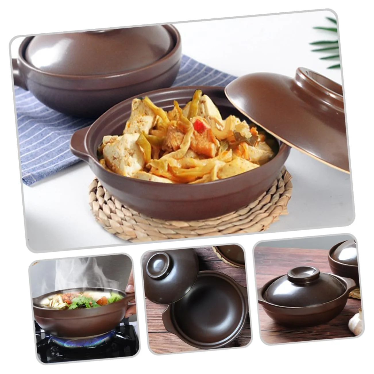 Кастрюля для тушения VALICLUD керамическая с двумя ручками термостойкая, фото №9