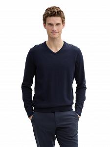 Джемпер в'язаний TOM TAILOR basic з V-подібним вирізом - Фото 1