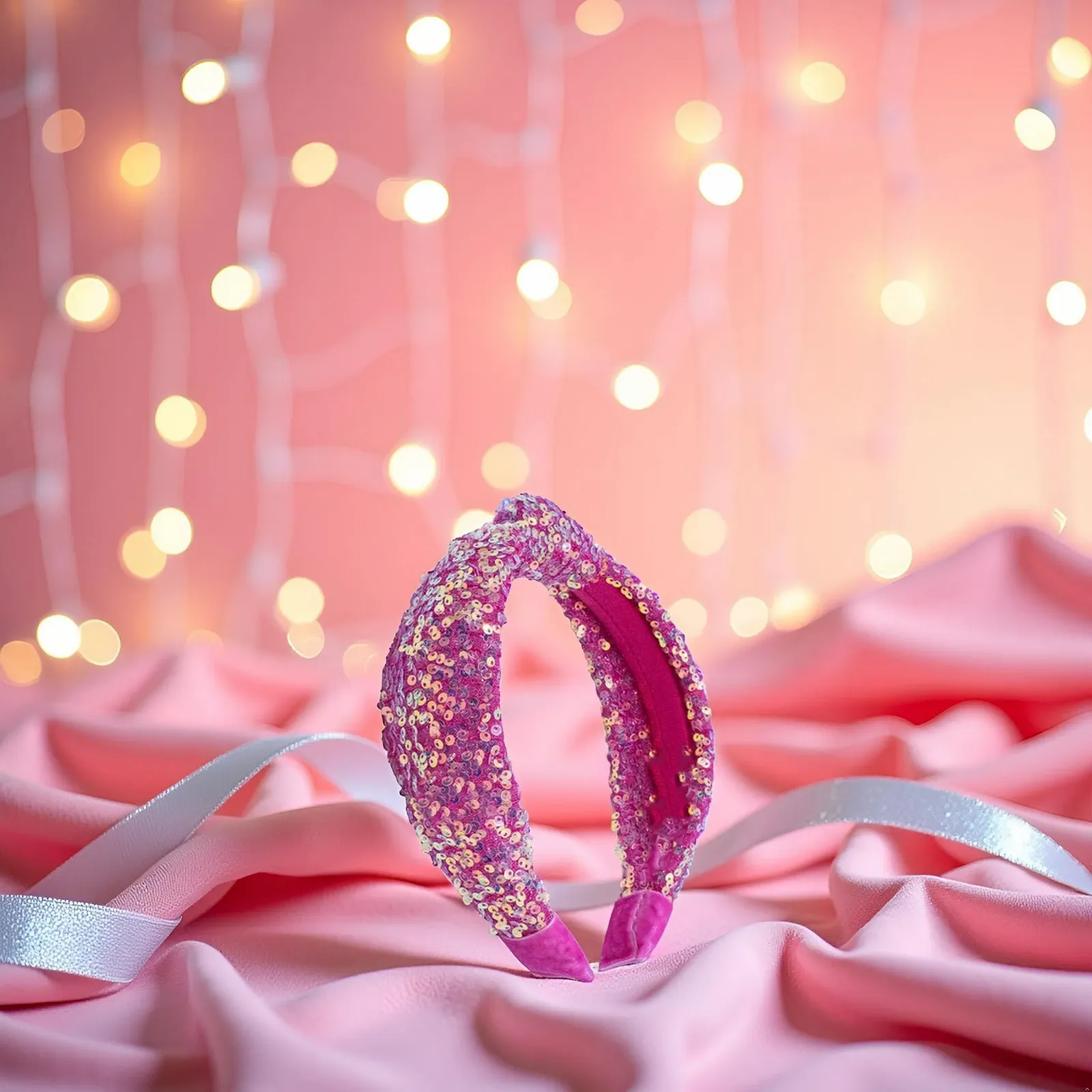 Обруч Рожевий Блискучий для Дівчат та Жінок, фото №8