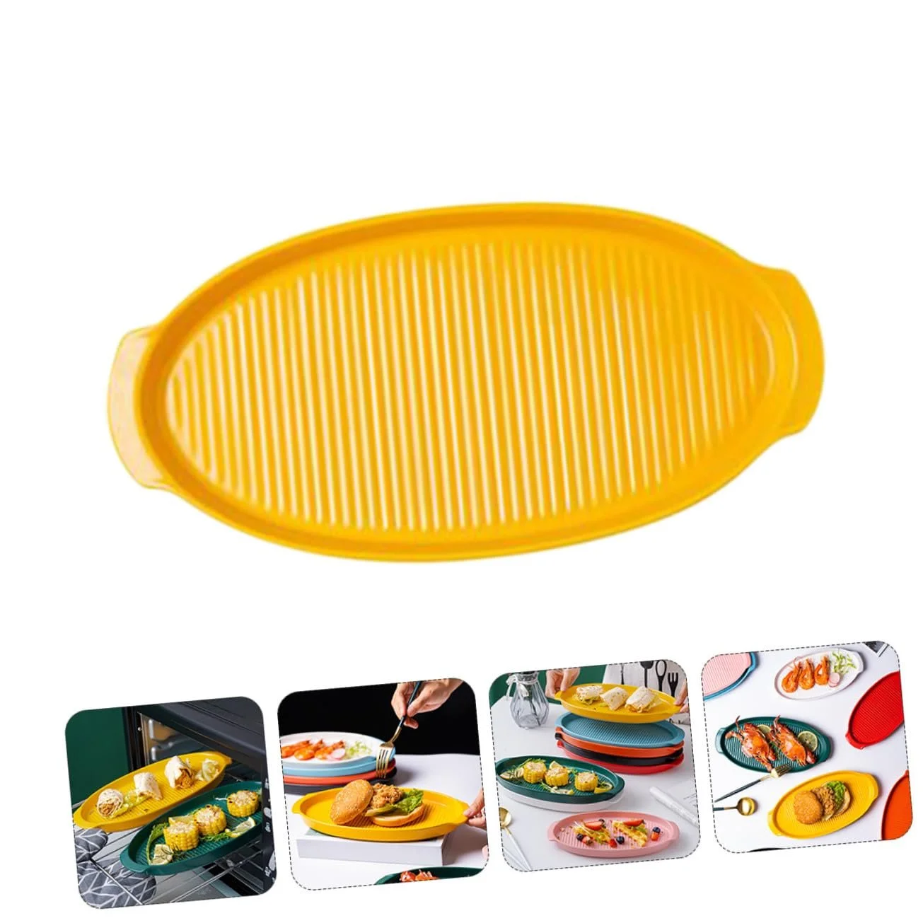Форма для запікання Keramik овальна з ручками термостійка мала жовта, фото №9