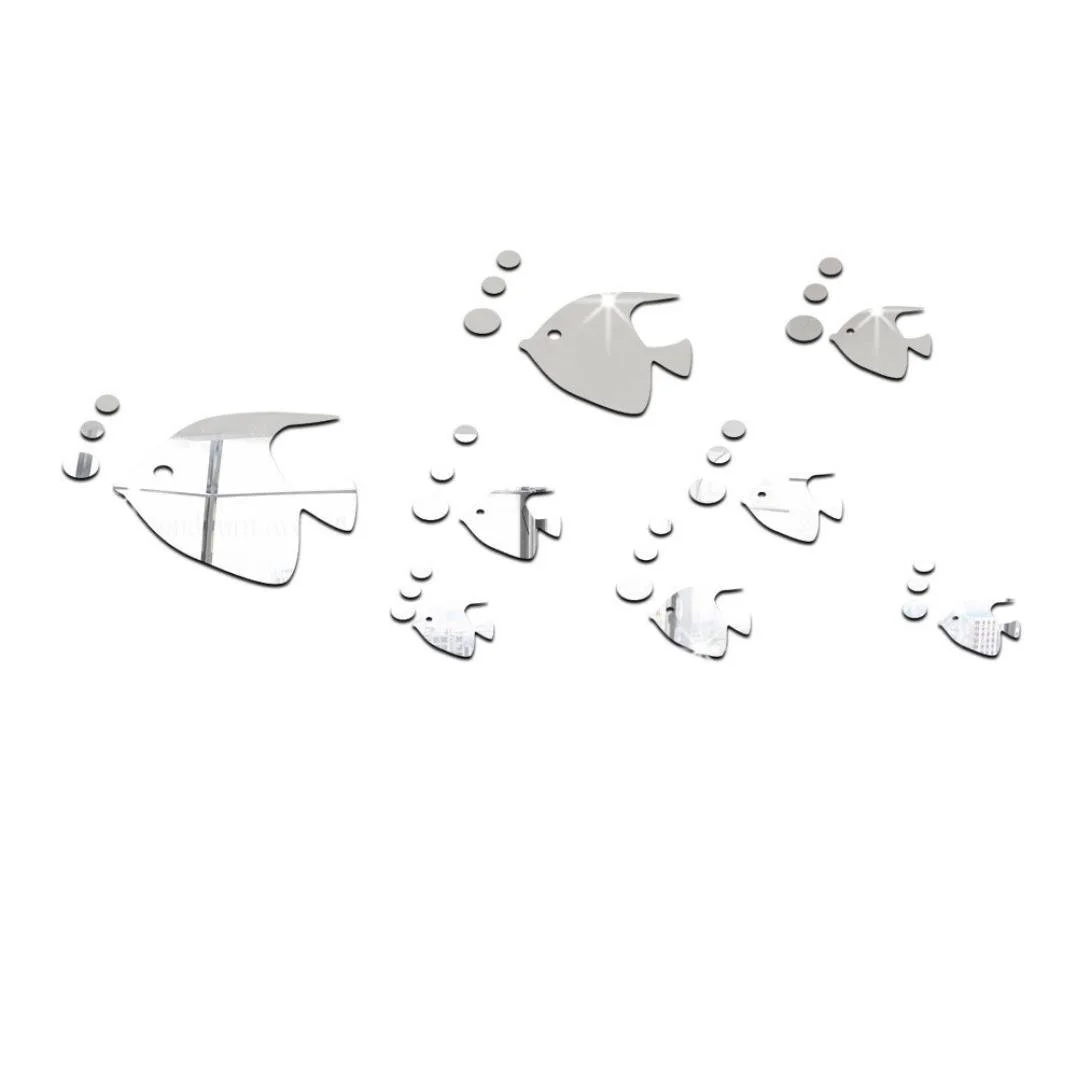 Наклейка на стіну Ronamick Sea Fish Bubble 3D Mirror Effect срібляста, фото №3