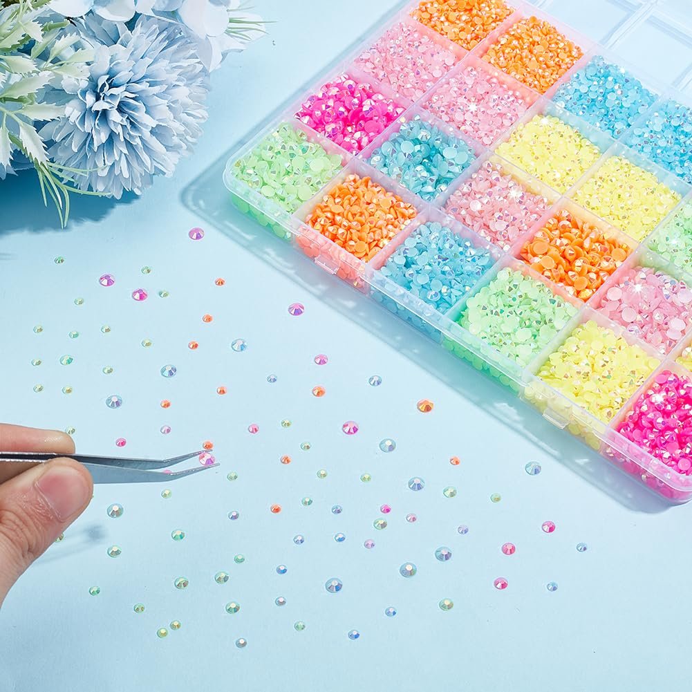 Напівкруглі стрази Resin 3/4/5 мм 6 кольорів, приблизно 21360 штук, фото №3
