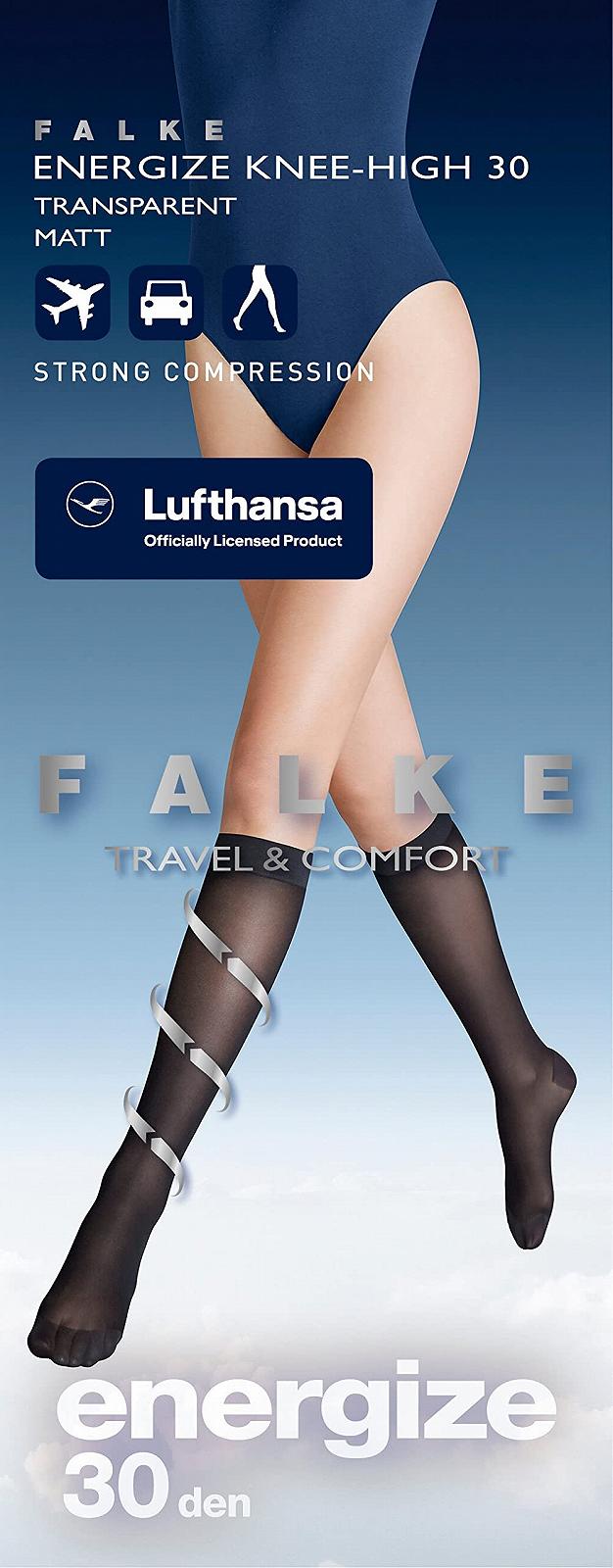 Гольфы FALKE Lufthansa Travel & Comfort Женские Energize 30 Den Denier Полупрозрачные Компрессионные Без давления Комфортный пояс Длинные Для путешествий Улучшают кровообращение Тонкий Мягкий материал 1 пара, фото №6