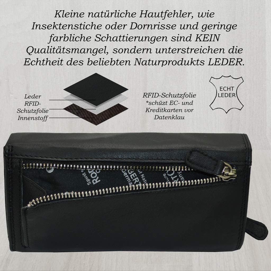 Кошелек Женский из кожи Nappa Finest Дизайн German с большим пространством для хранения, черный, современный, фото №3