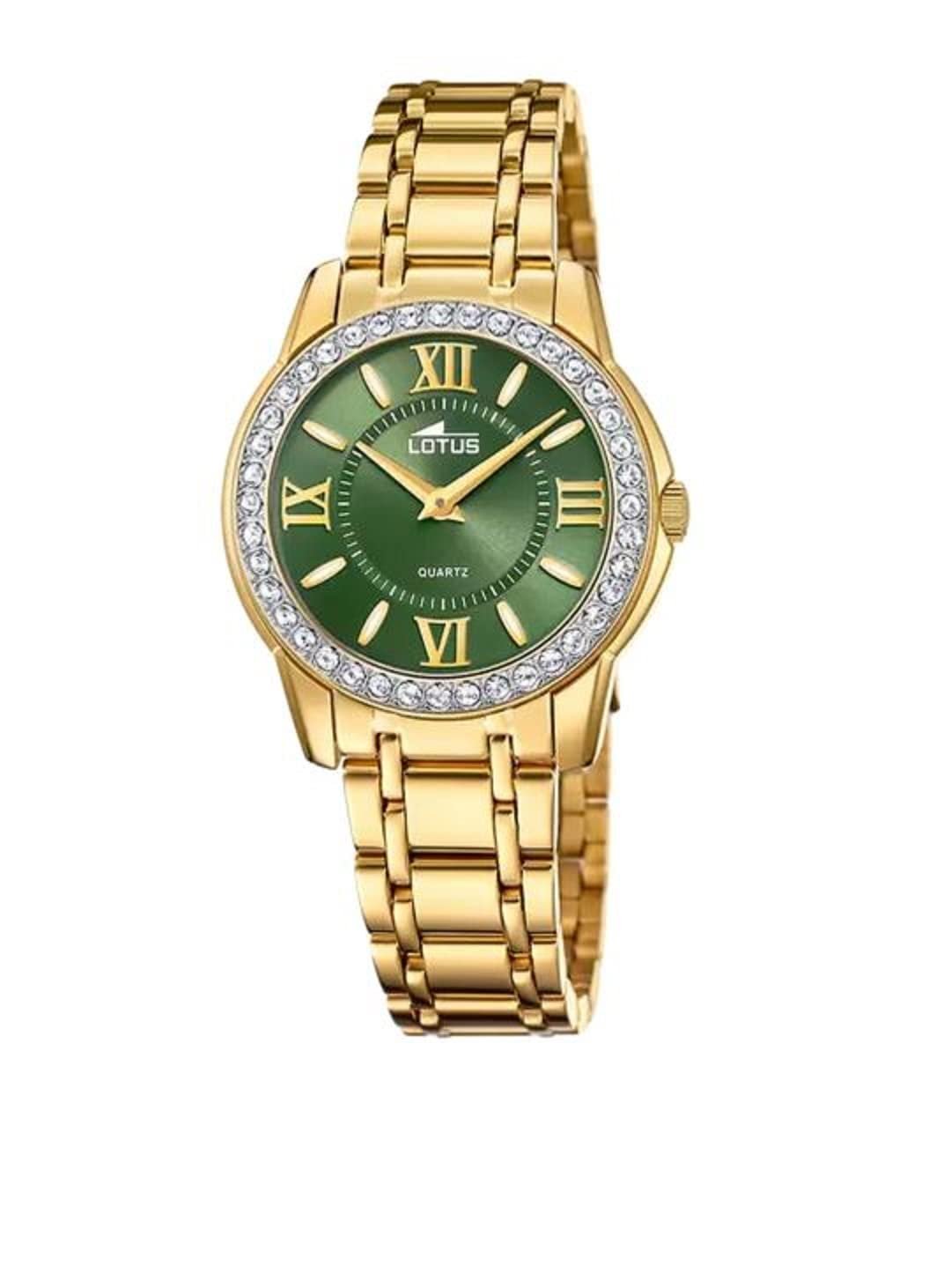 Женские аналоговые кварцевые часы LOTUS 18888/4 С браслетом из нержавеющей стали, Золотой зеленый, фото №1