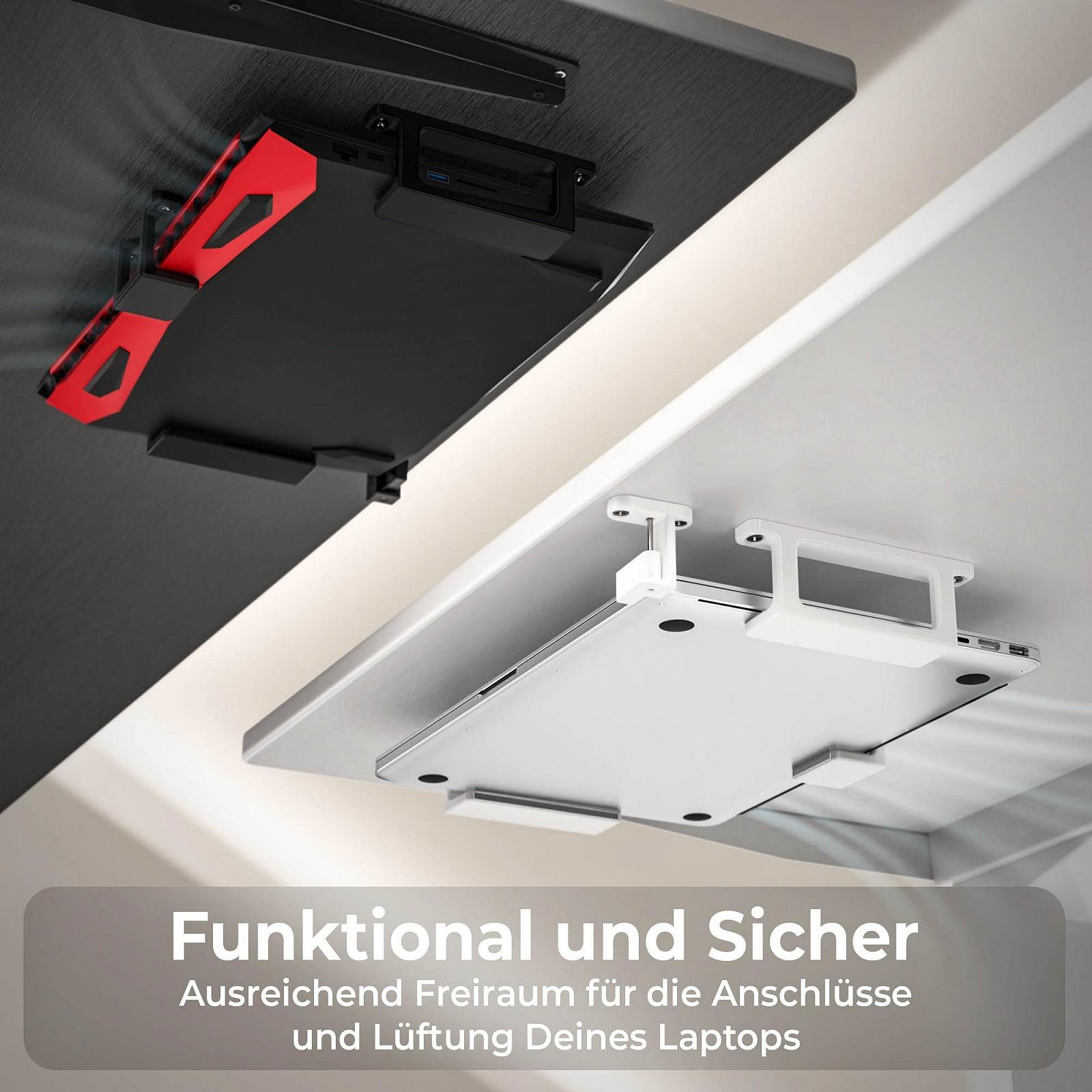 Держатель для ноутбука Mobilefox Под стол Кронштейн Полка с защитой от падения для Notebook MacBook 0-35 мм Белый, фото №4