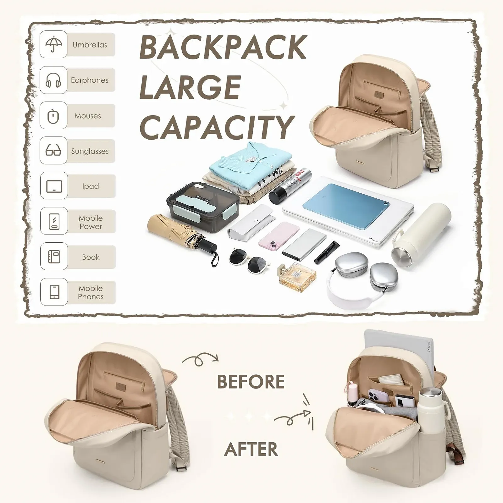 Рюкзак для ноутбука GOLF 17.3 дюйма TSA 24 л Абрикосовый, фото №3 Рюкзак для ноутбука GOLF 17.3 дюйма TSA 24 л Абрикосовый, фото №3
