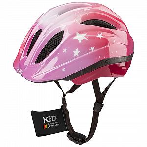 Шолом велосипедний дитячий KED Meggy II Trend 2024 Stars Soft Pink / 52-58 (M) із захисною сіткою від комах, інтегрованим світлодіодним заднім ліхтарем та технологією MaxShell - Фото 1