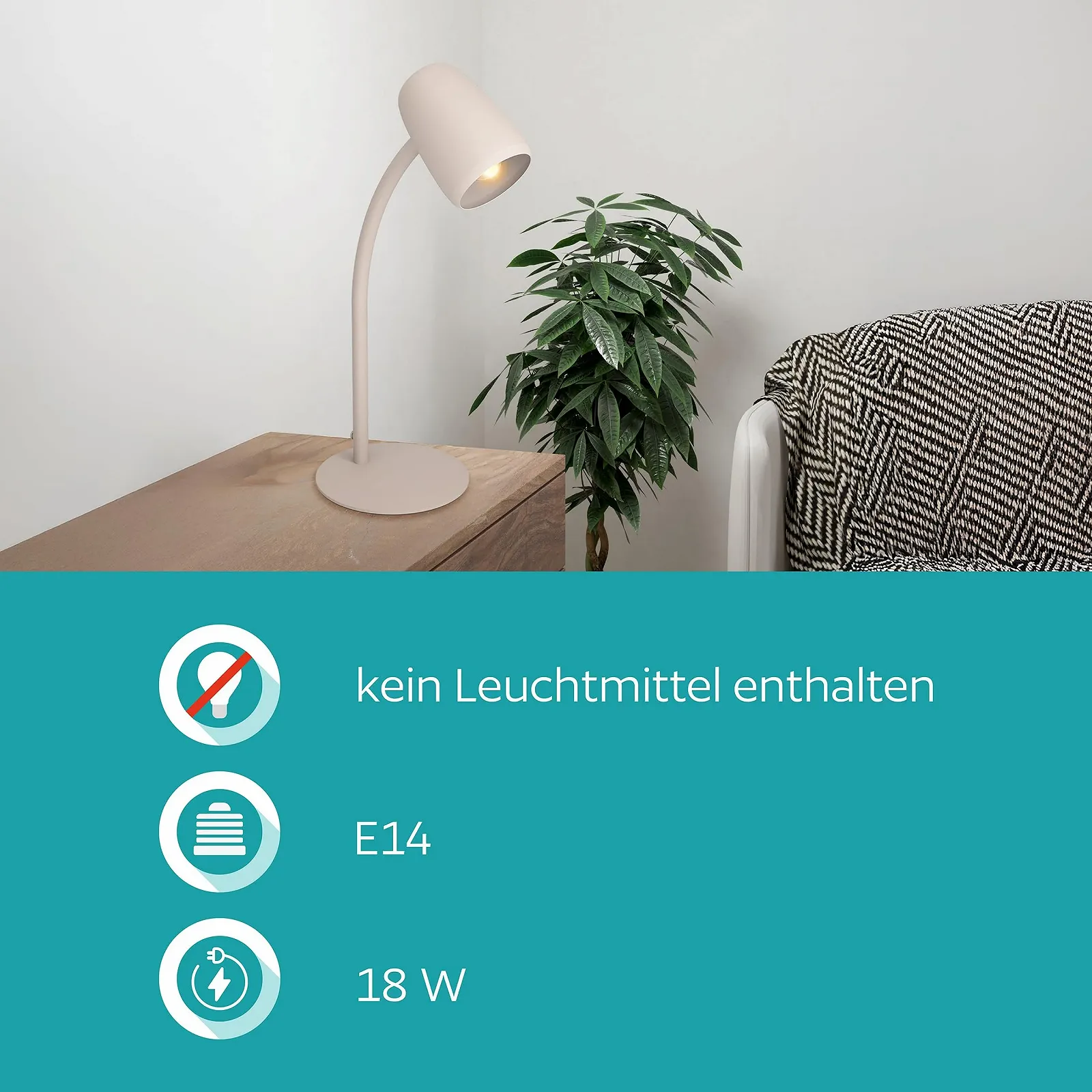 Настільна лампа EGLO Carlo Flex E14 Металева Пісочна, фото №5